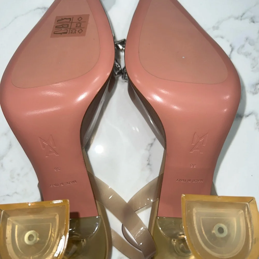 Amina Muaddi Brown Heels with Silver Embellishments - Picture 7 of 15